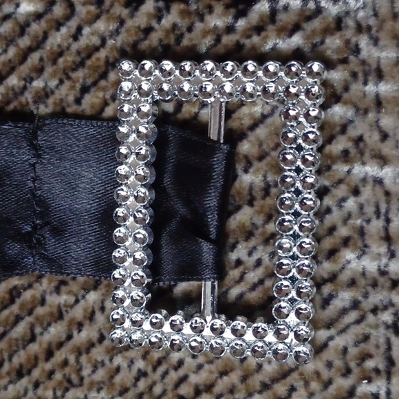 $4 Add-on Black Silky Ribbon Belt With Sparkly Silver Buckle - Picture 2 of 4